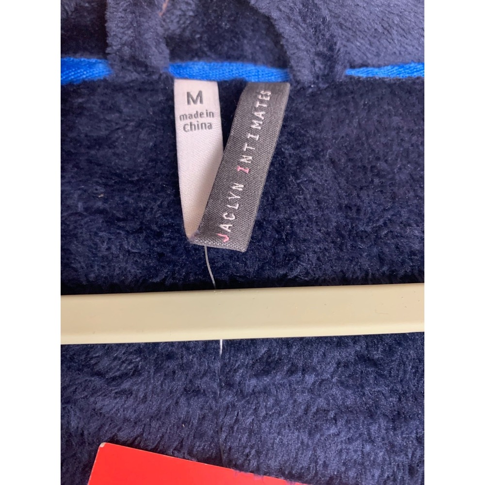 Jaclyn Intimates Plush Fleece Robe Women's Medium Navy Blue NWT Belted - Picture 2 of 9